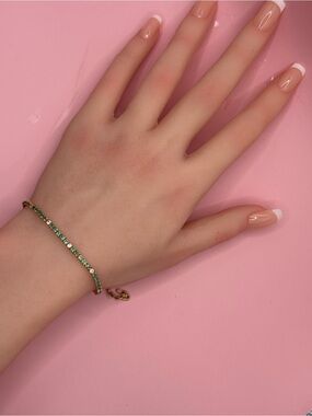 Le Vian 14K Yellow Gold Emerald White Sapphire Tennis Bracelet 4g